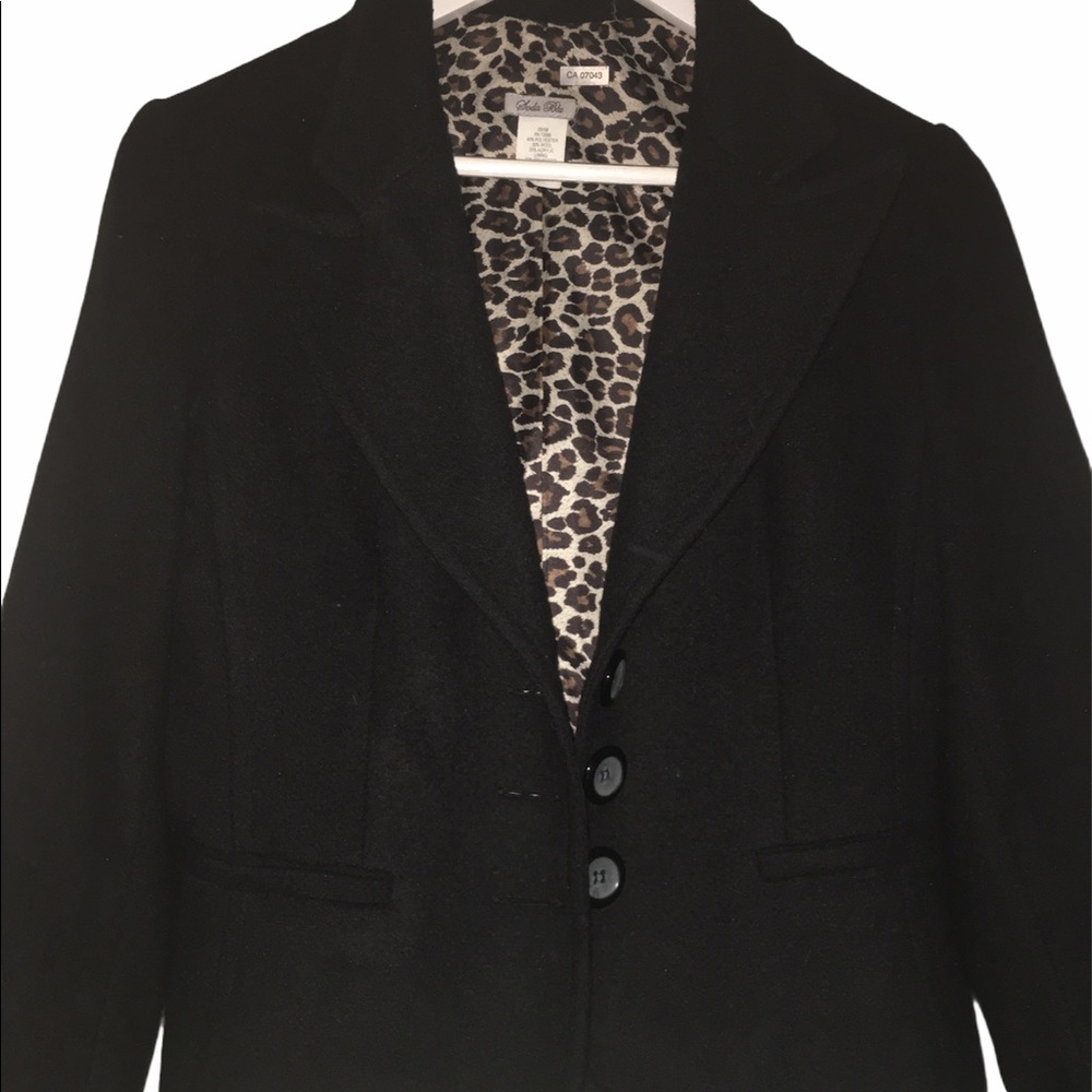 Black Blazer with Leopard Print Lining